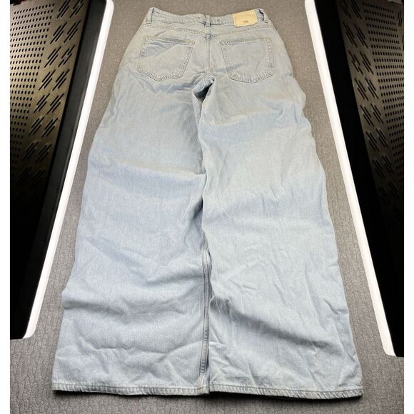 Zara Extra Baggy Wide Leg Y2K Women pants (4) faded distressed Denim Blue Jeans - Picture 1 of 13